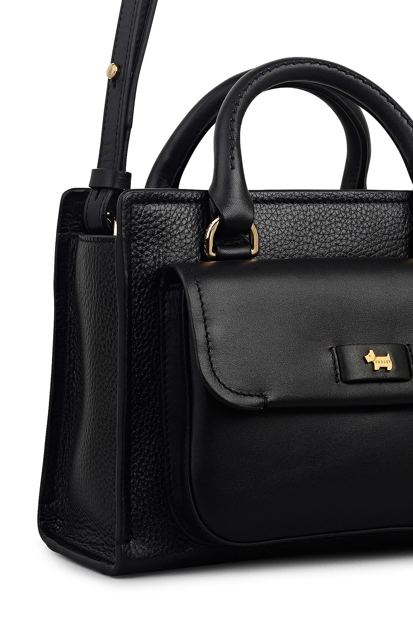 Radley Talbot Way Small Zip Top Leather Satchel, Alternate, color, Black