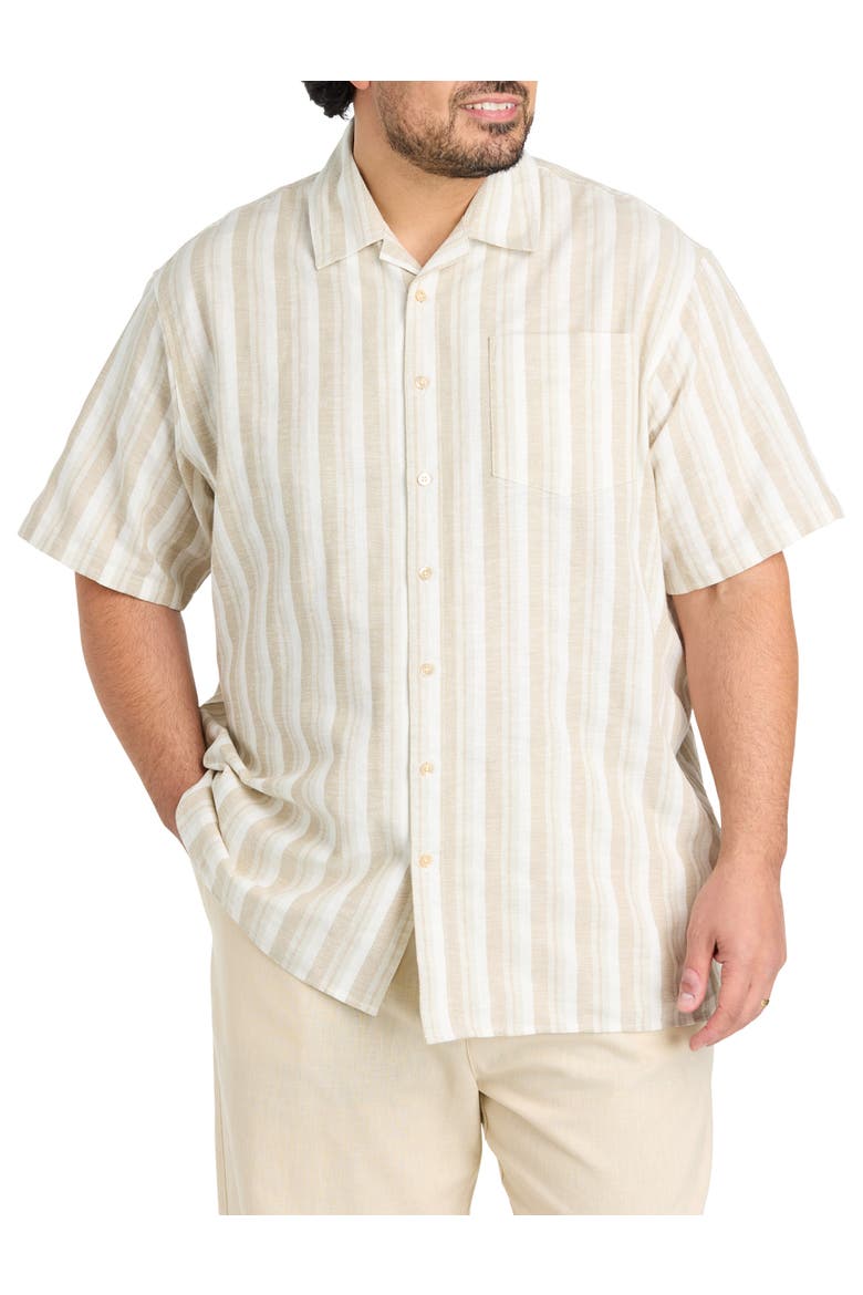 Big & Tall Striped Sport Shirt, Main, color, LIGHT KHAKI
