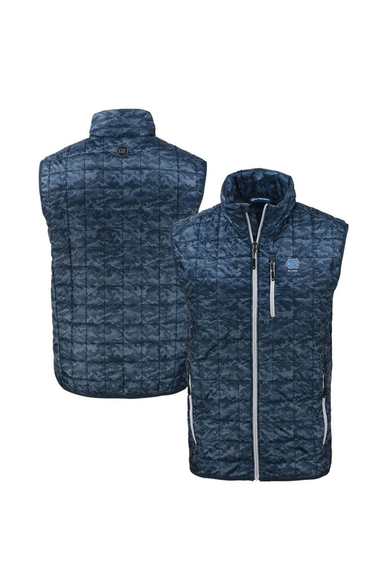 Cutter & Buck Men's Cutter & Buck  Navy North Carolina Tar Heels Alumni Logo Rainier PrimaLoft Eco Insulated Full-Zip Puffer Vest, Main, color, 