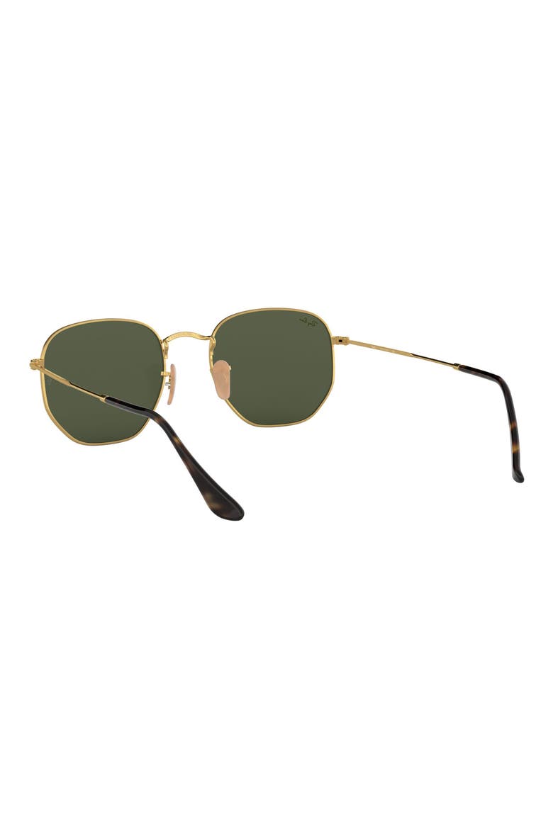 48mm Hexagonal Flat Lens Sunglasses, Alternate, color, GOLD GREEN