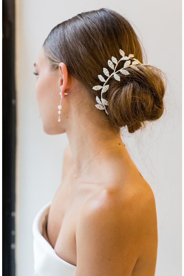 Hestia Beaded Halo Comb (Nordstrom Exclusive), Alternate, color, SILVER