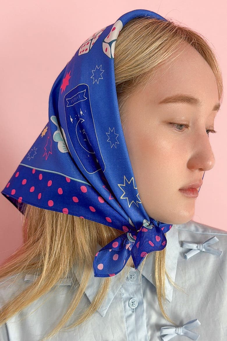 Fortune Cotton Silk Bandana, Alternate, color, Blue