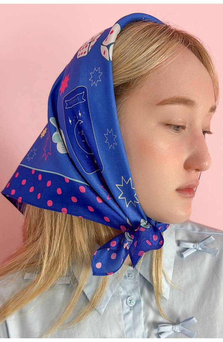 Centinelle Fortune Cotton Silk Bandana, Alternate, color, Blue