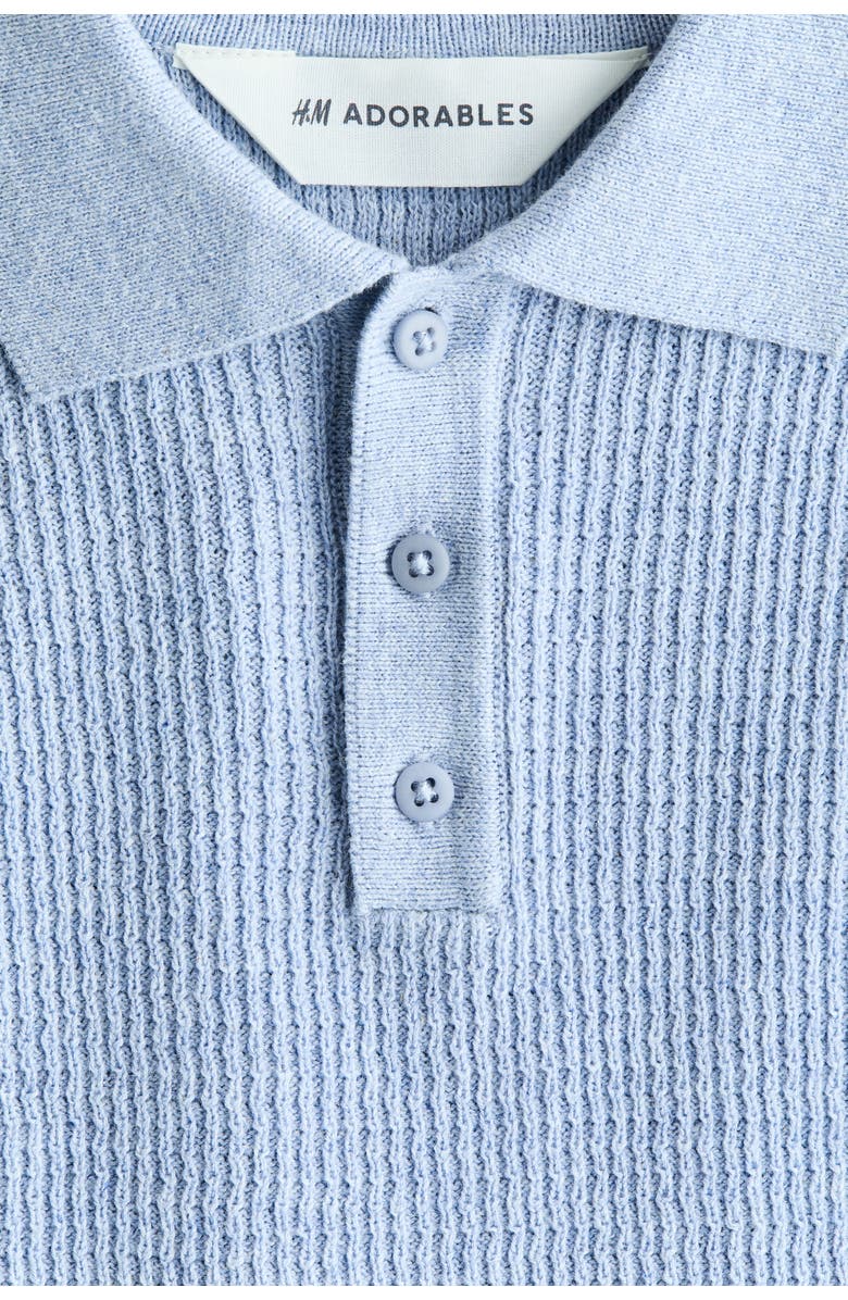 H&M Rib-knit Polo Shirt, Alternate, color, Light Dusty Blue