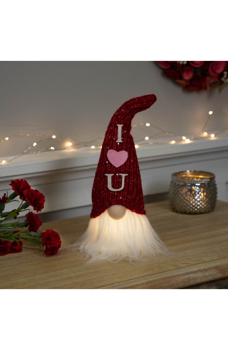 Northlight LED Lighted "I Heart U" Valentine's Day Gnome - 11.5", Alternate, color, Red