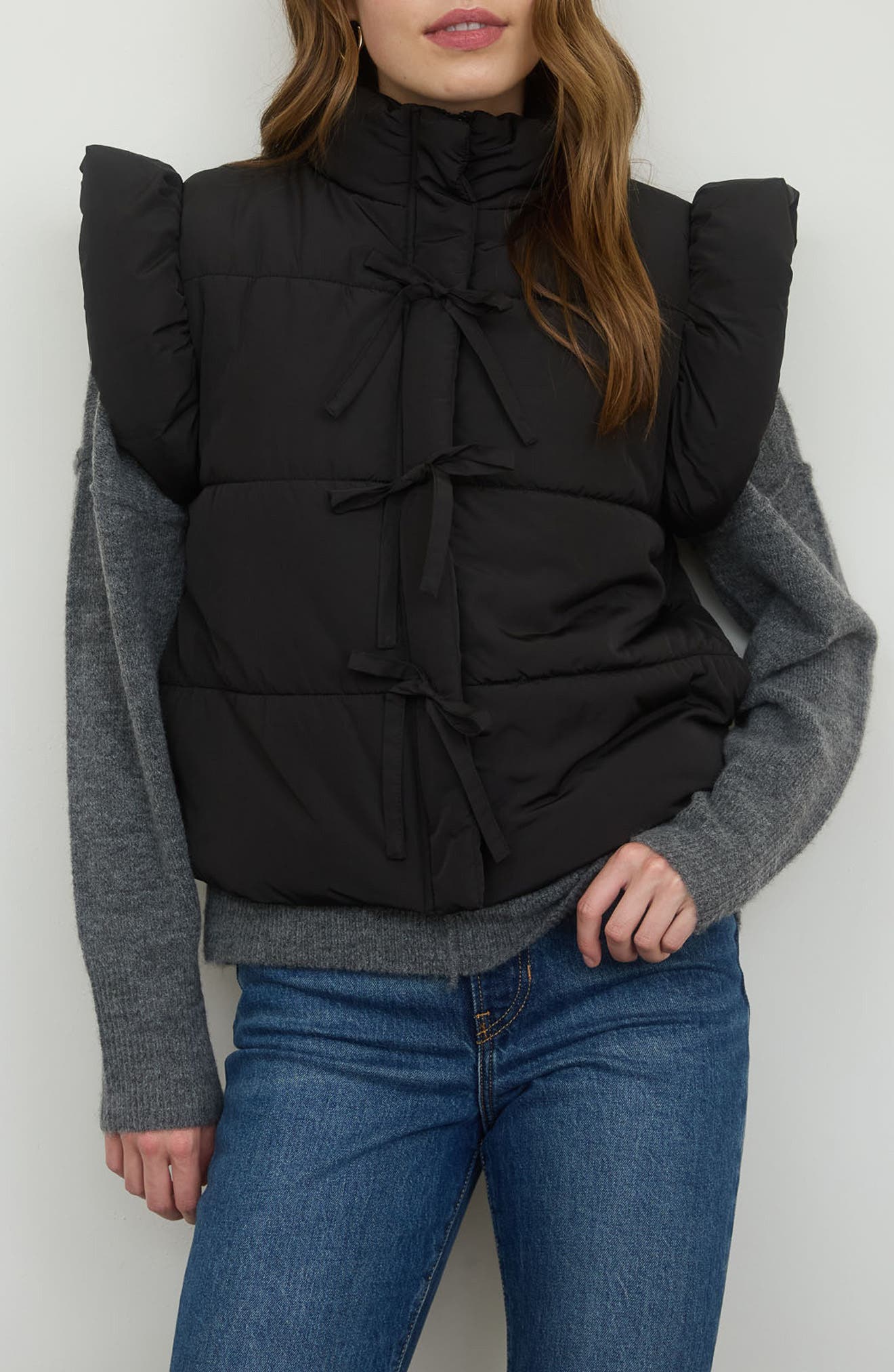 Blu Pepper Bow Puffer Vest