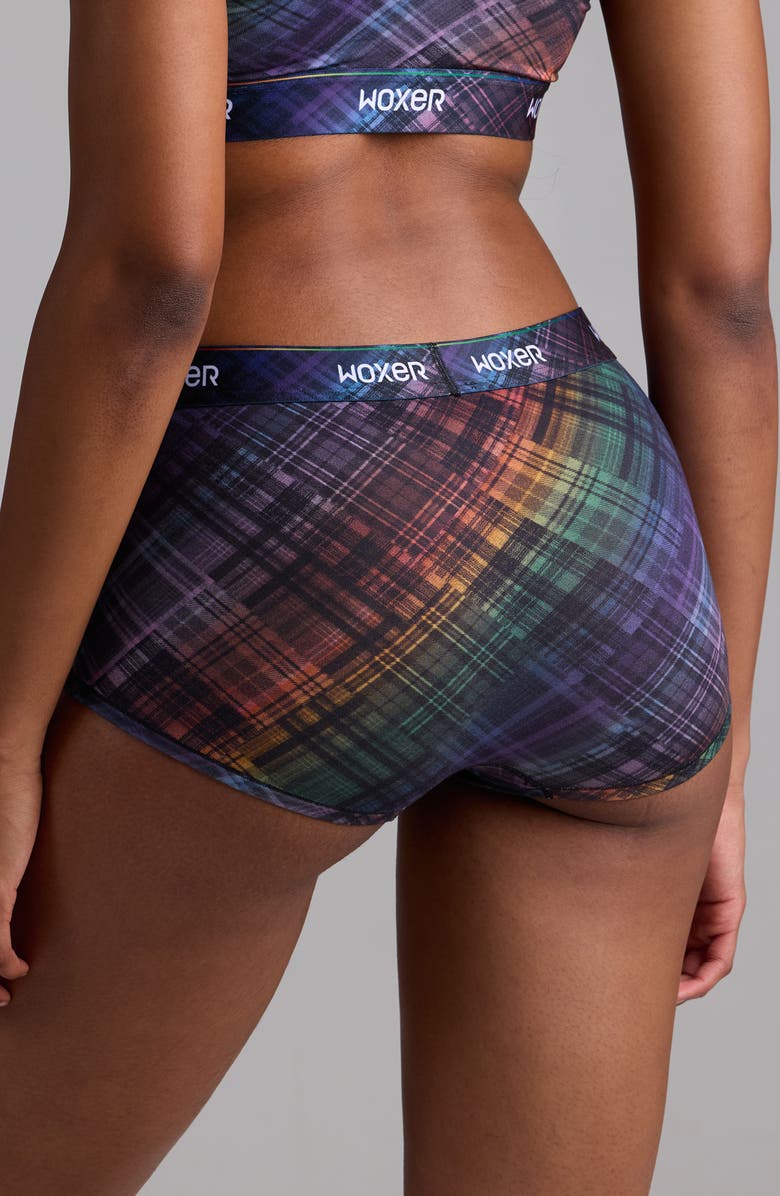 Woxer Bold Ultrasoft Boyshorts, Alternate, color, Pride Plaid