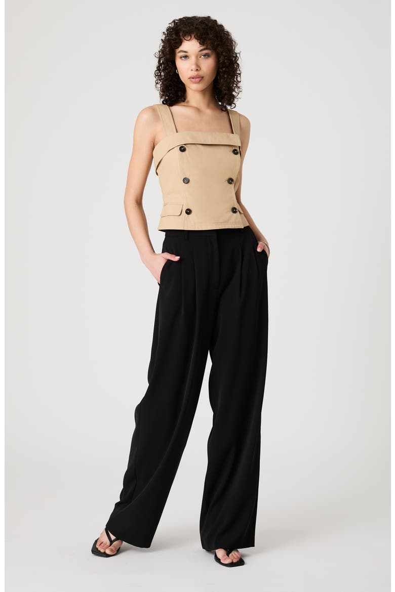 Double Breasted Cotton Top, Alternate, color, KHAKI
