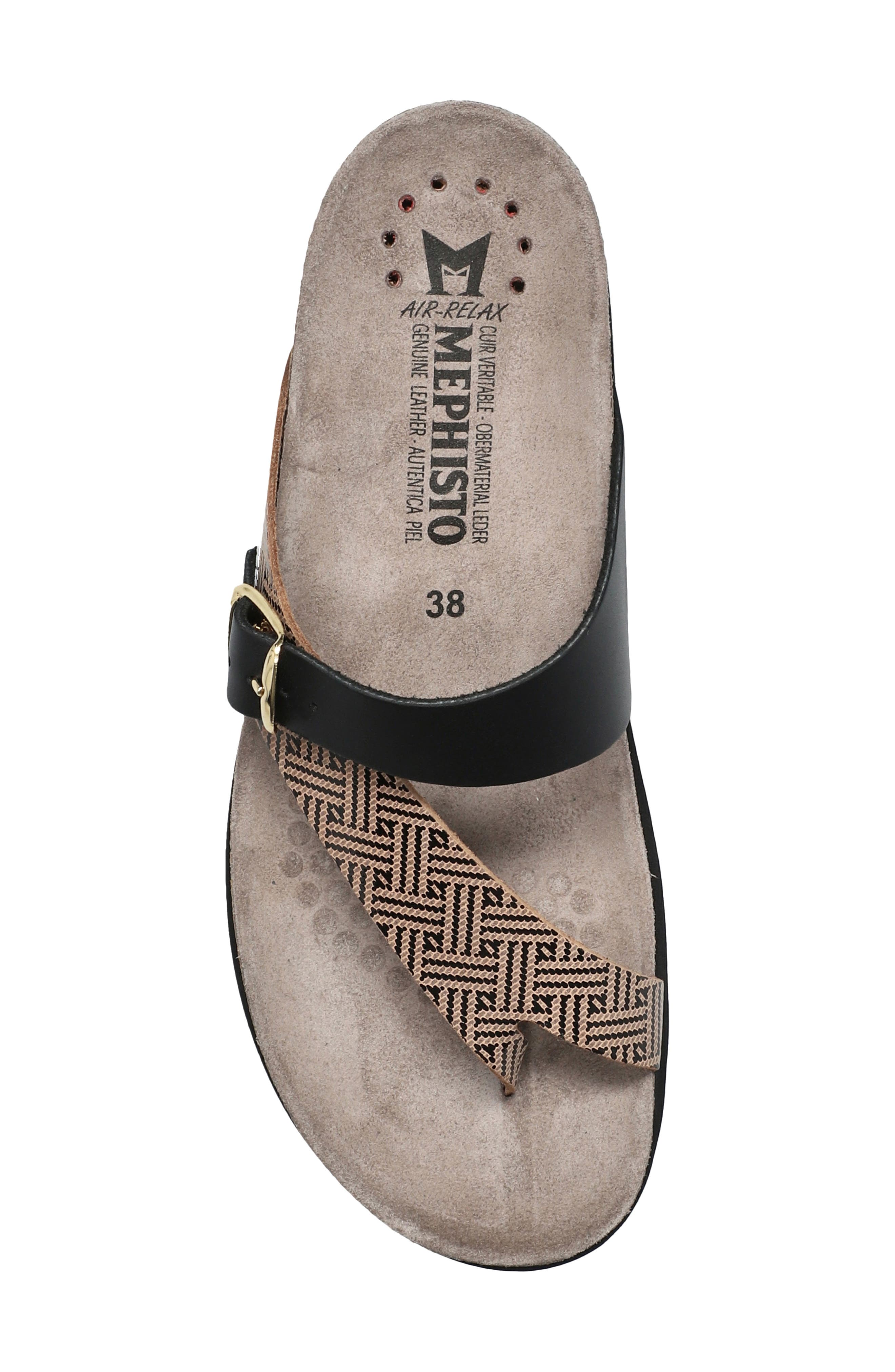 Mephisto Helen Mix Toe Loop Sandal, Alternate, color, Black Helios