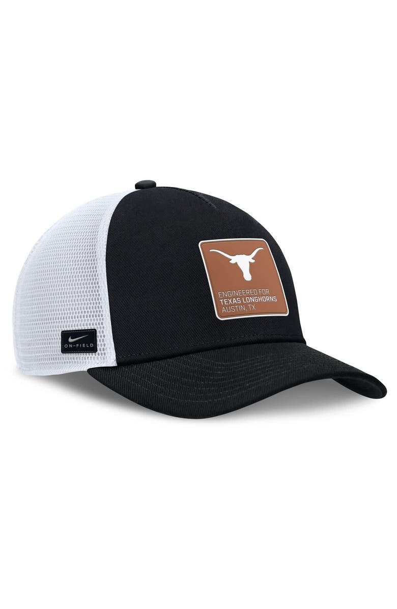 Nike Men's Nike  Black/White Texas Longhorns 2025 On-Field Rise Engineered Trucker Adjustable Hat, Alternate, color, 