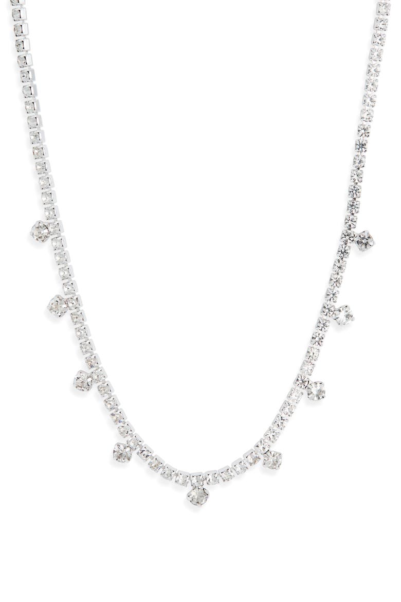Crystal Drop Tennis Necklace, Main, color, CLEAR- SILVER