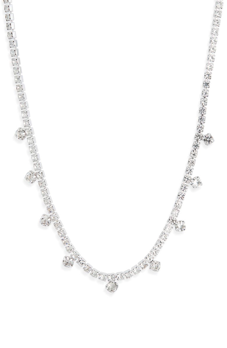 NORDSTROM RACK Crystal Drop Tennis Necklace, Main, color, Clear- Silver