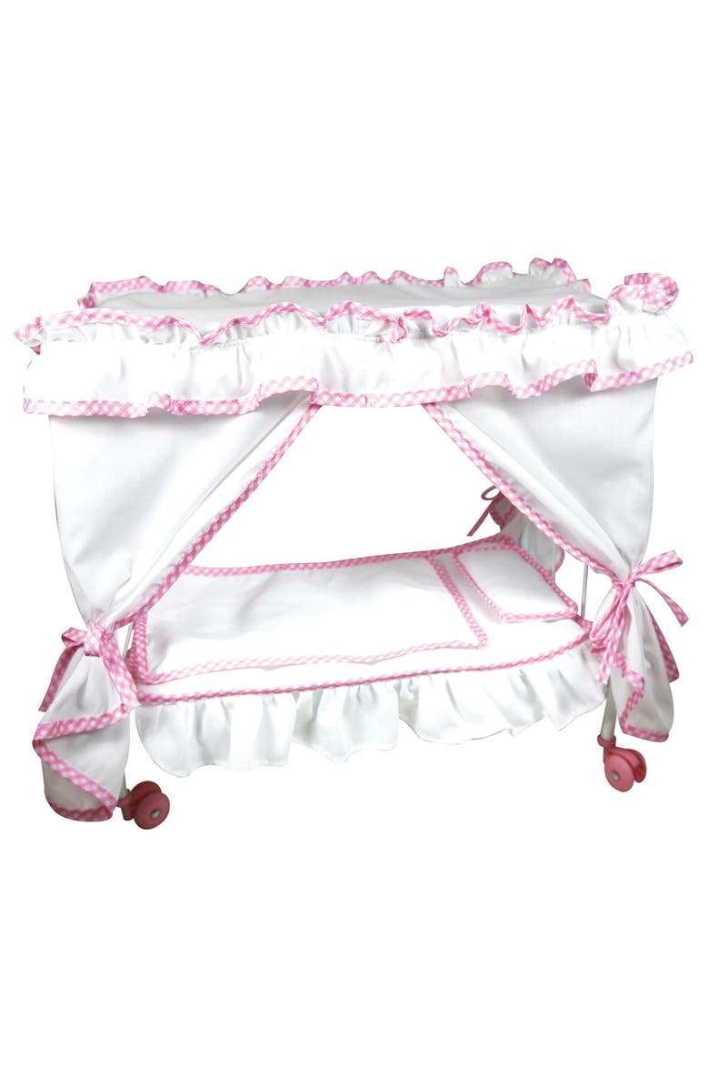 Lissi Princess Canopy Bed Set 14" Pink Sheep Baby Doll, Alternate, color, Multicolored
