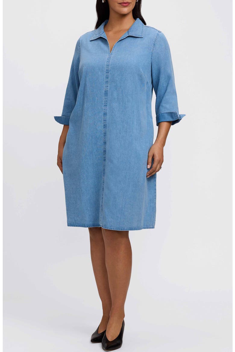 Agnes Tie Waist Denim Dress, Alternate, color, BLEACH WASH
