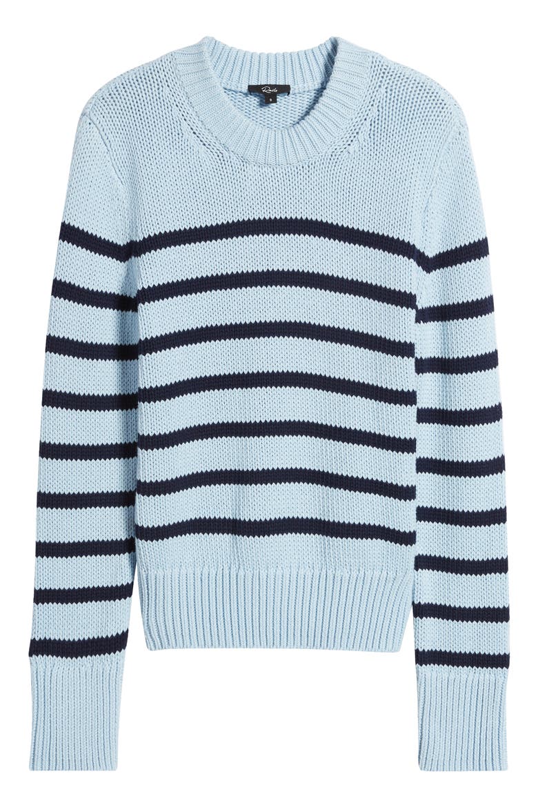 Alise Stripe Cotton Crewneck Sweater, Alternate, color, SKY NAVY STRIPE