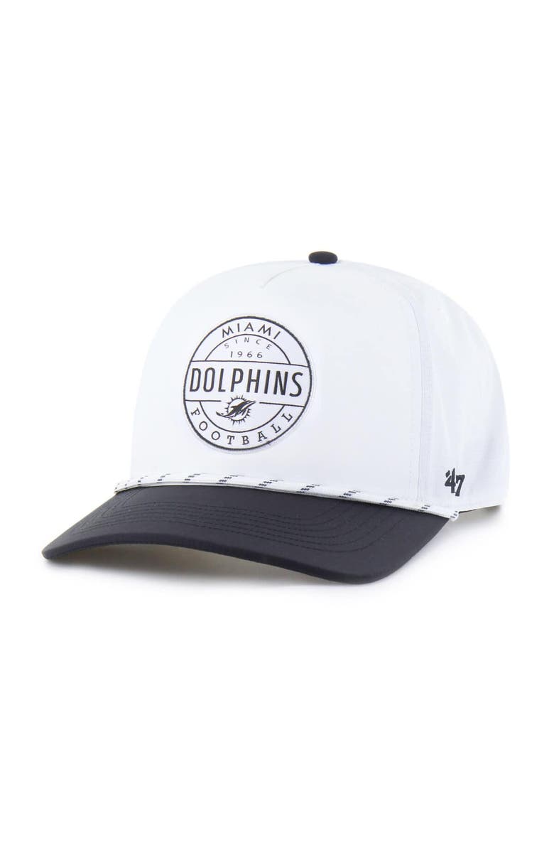 '47 Men's '47 White/Black Miami Dolphins Suburbia Hitch Two-Tone Adjustable Hat, Main, color, White