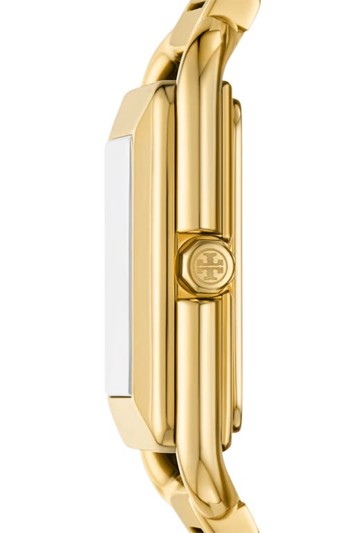 Tory Burch The Kira Square Three Hand Gold Tone Stainless Steel Watch, 24mm X 24mm In Gold
