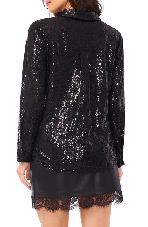 Vince Camuto Sequin Button-up Shirt In Black
