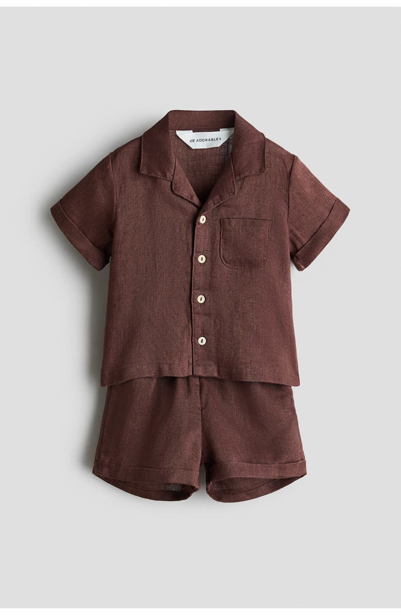 H&M 2-piece Linen Set, Main, color, Brown