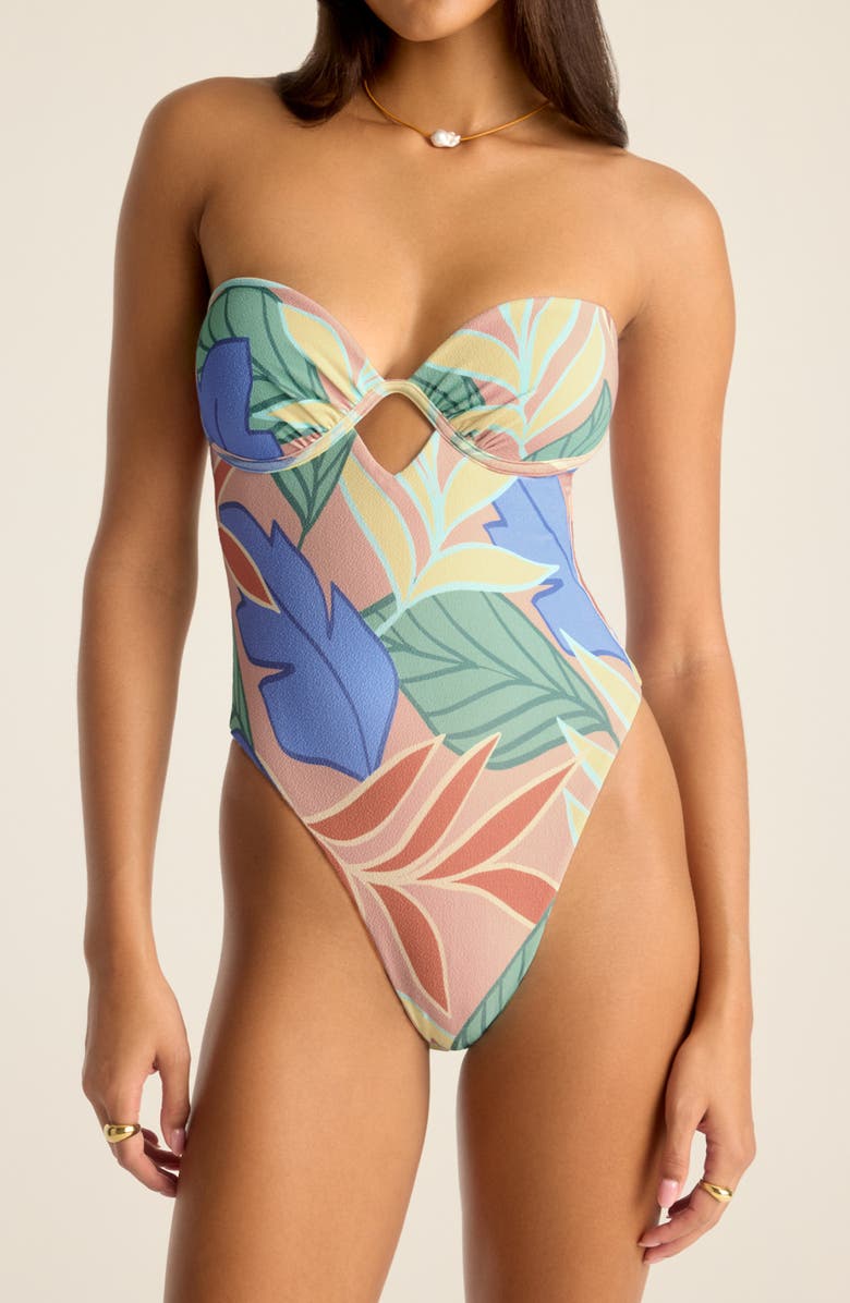 Vitamin A<sup>®</sup> Mabel Underwire Bandeau One-Piece Swimsuit, Main, color, Retro Jungle