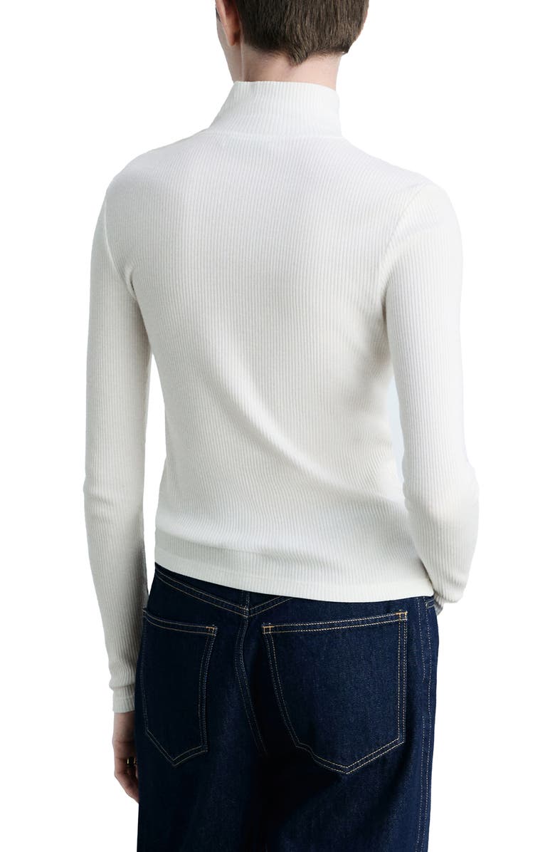 MANGO Snap Mock Neck Long Sleeve Rib Top, Alternate, color, 