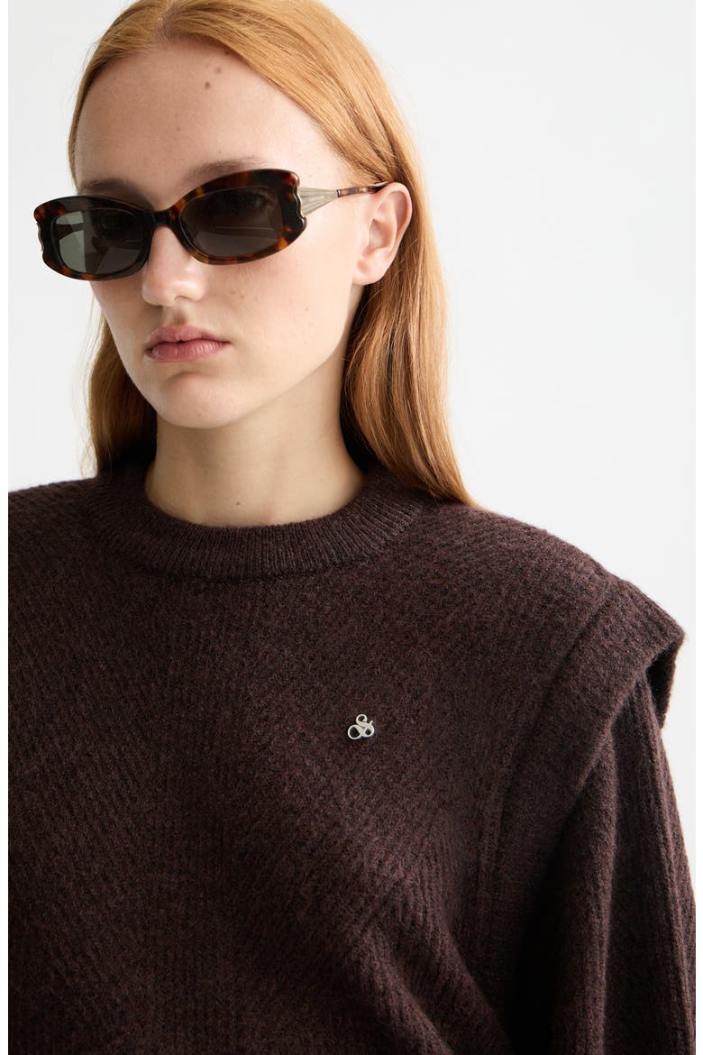 Extende Shoulder Crewneck Sweater, Alternate, color, CHOCOLATE PLUM