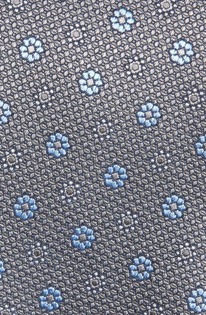 David Donahue Floral Medallion Silk Tie, Alternate, color, Gray