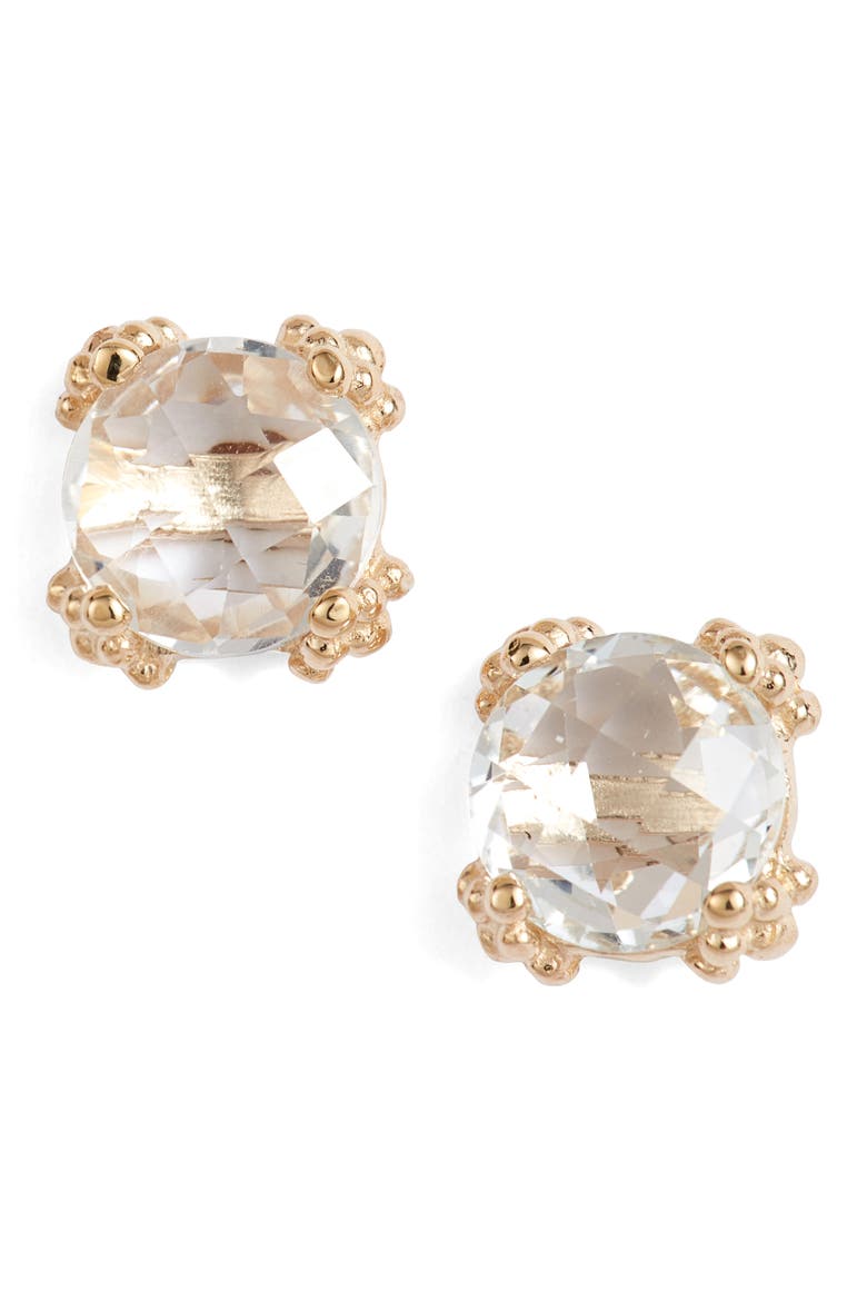 Dewdrop White Topaz Stud Earrings, Main, color, GOLD/ WHITE TOPAZ