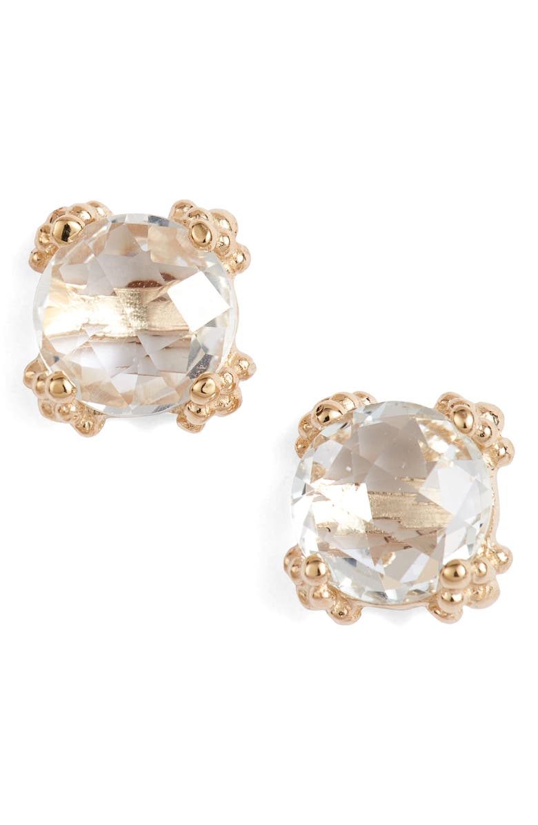 Anzie Dewdrop White Topaz Stud Earrings, Main, color, Gold/ White Topaz