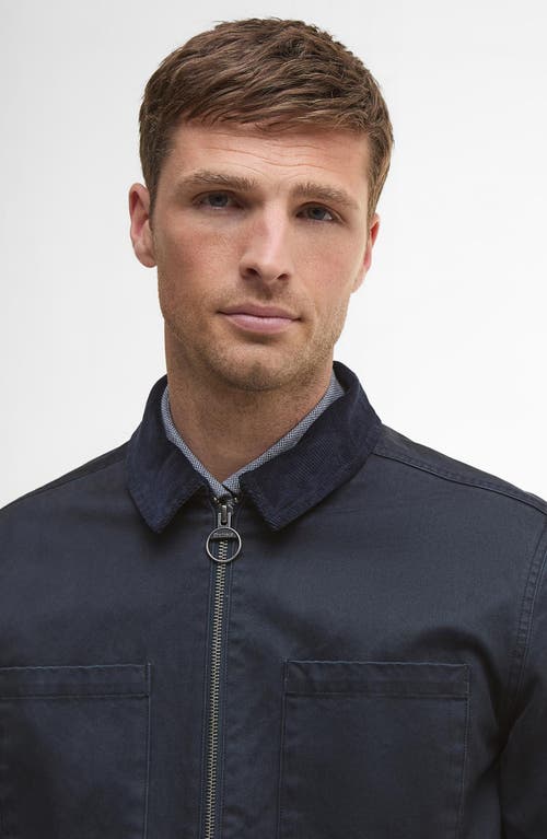 Barbour Lenker Twill Zip Overshirt In Blue