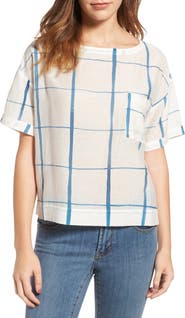 Eileen Fisher Check Organic Cotton & Silk Top