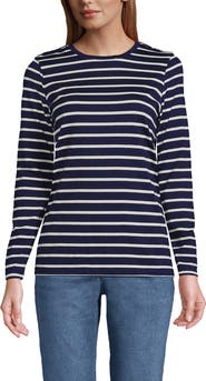 Lands' End Relaxed Supima Cotton Long Sleeve Crew Neck T-Shirt