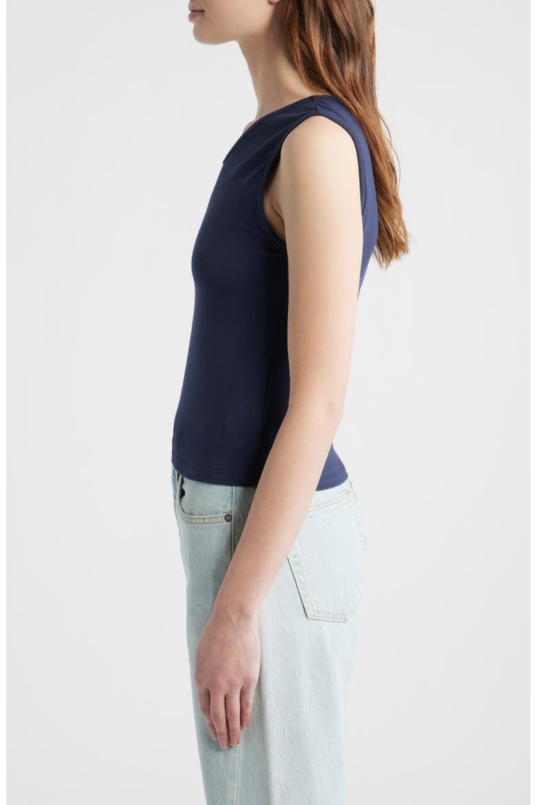 Wren Cotton V-Neck Tank, Alternate, color, MIDNIGHT