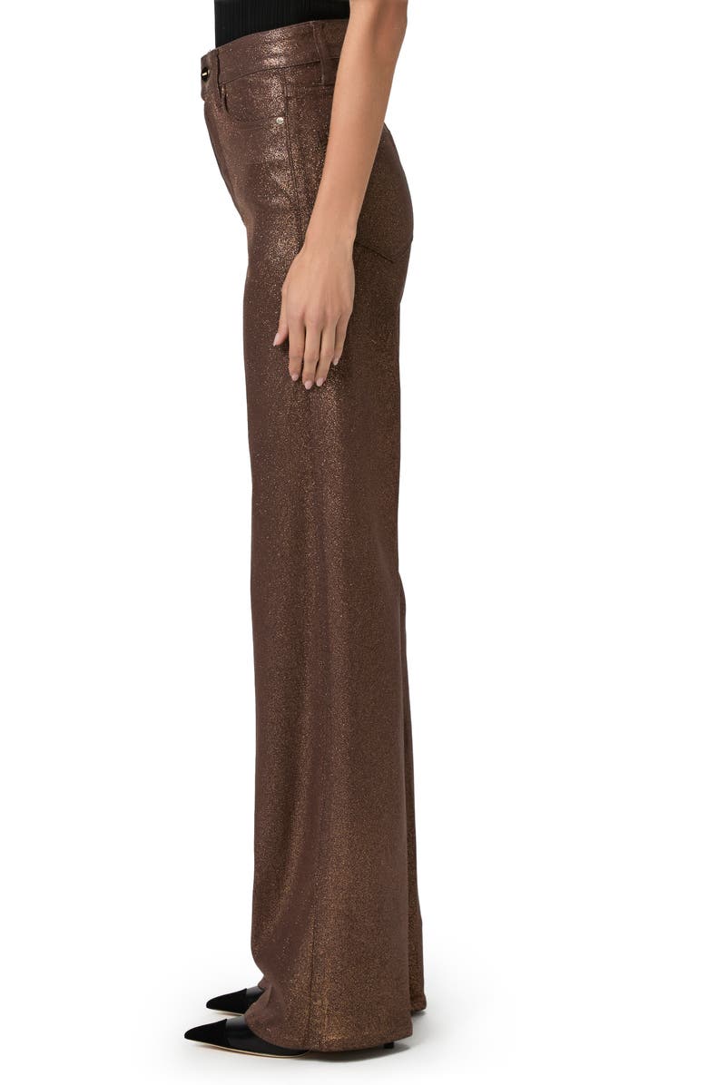 PAIGE Sasha Coated High Waist Wide Leg Jeans, Alternate, color, Brass Horn Luxe Coating