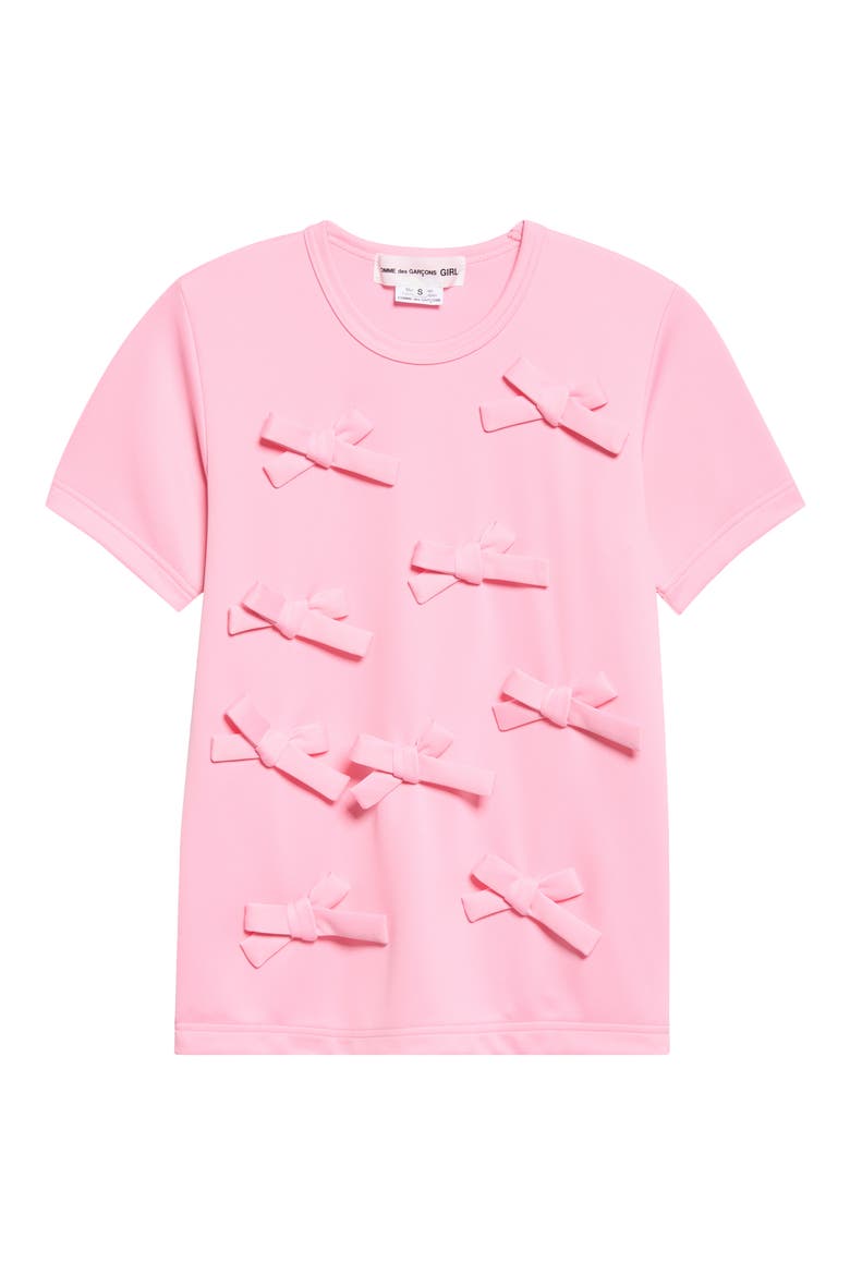 Bow Appliqué T-Shirt, Main, color, PINK