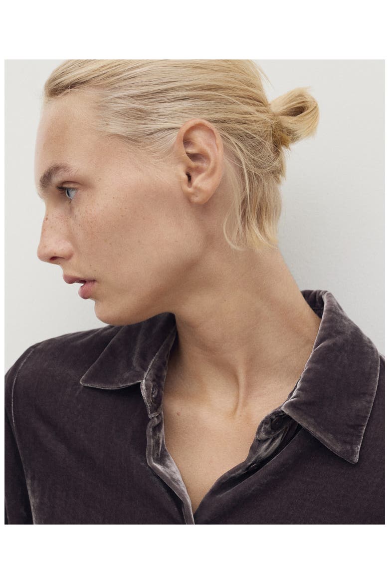 Velvet Button-Up Shirt, Alternate, color, BLACKBERRY