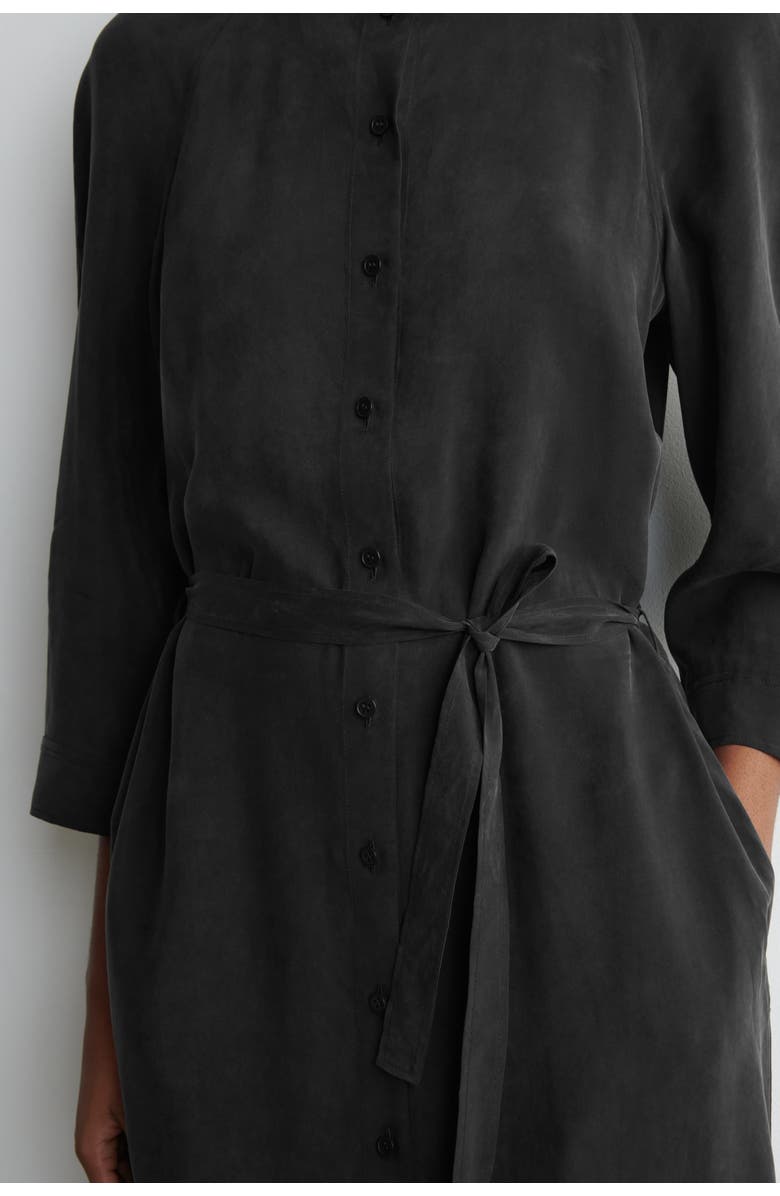 COS Belted Collarless Midi Shirt Dress, Alternate, color, Black