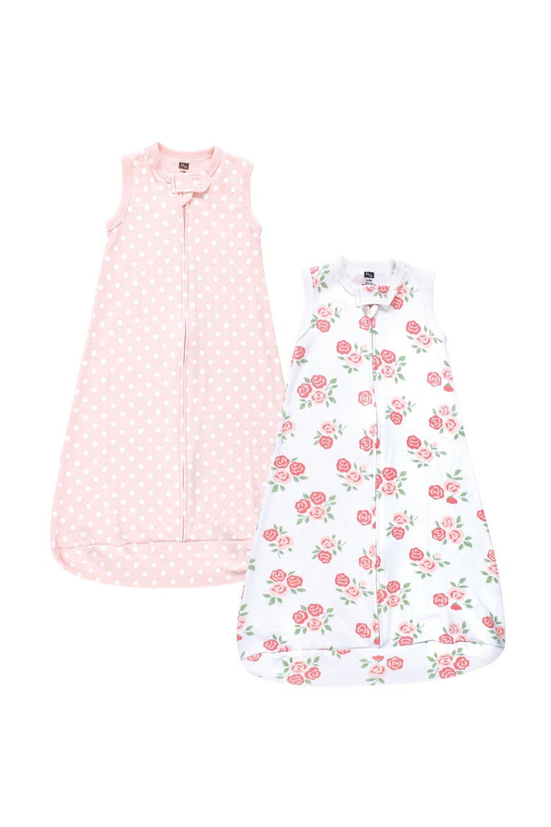Girls Soft Interlock Cotton Sleeveless Sleep Sack, Main, color, Soft Pink Roses