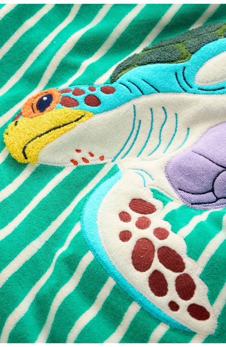 Mini Boden Kids' Turtle Appliqué Stripe Swim Cover-Up Top, Alternate, color, 