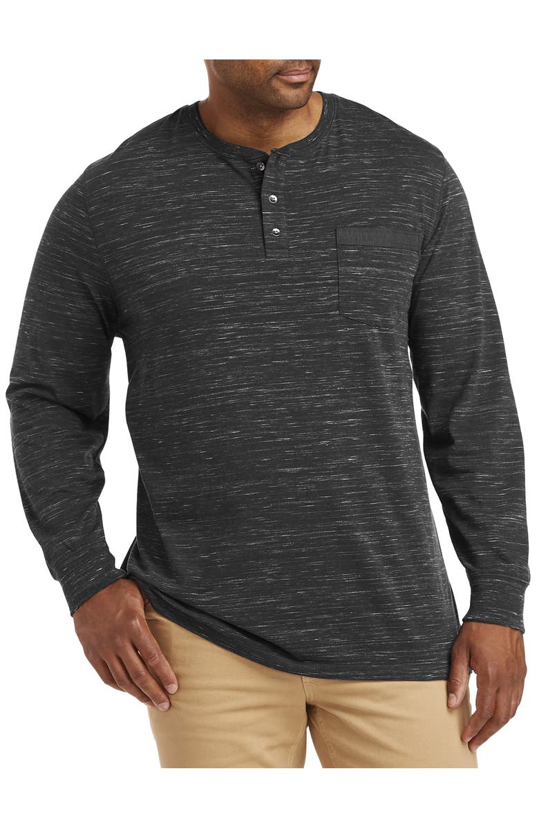 Harbor Bay by DXL Big & Tall Long-Sleeve Jersey Henley Shirt, Main, color, Phantom Space Dye