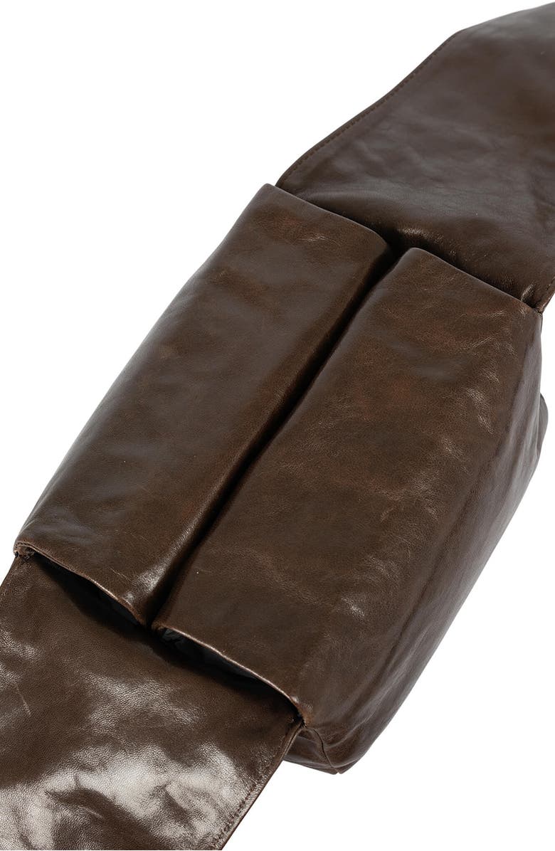 Jeffrey Campbell Boxed-Up Leather Crossbody Bag, Alternate, color, Espresso