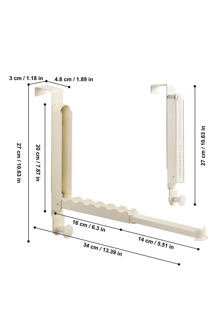 Set of 2 Foldable Over the Door Hanger Racks, Alternate, color, WHITE