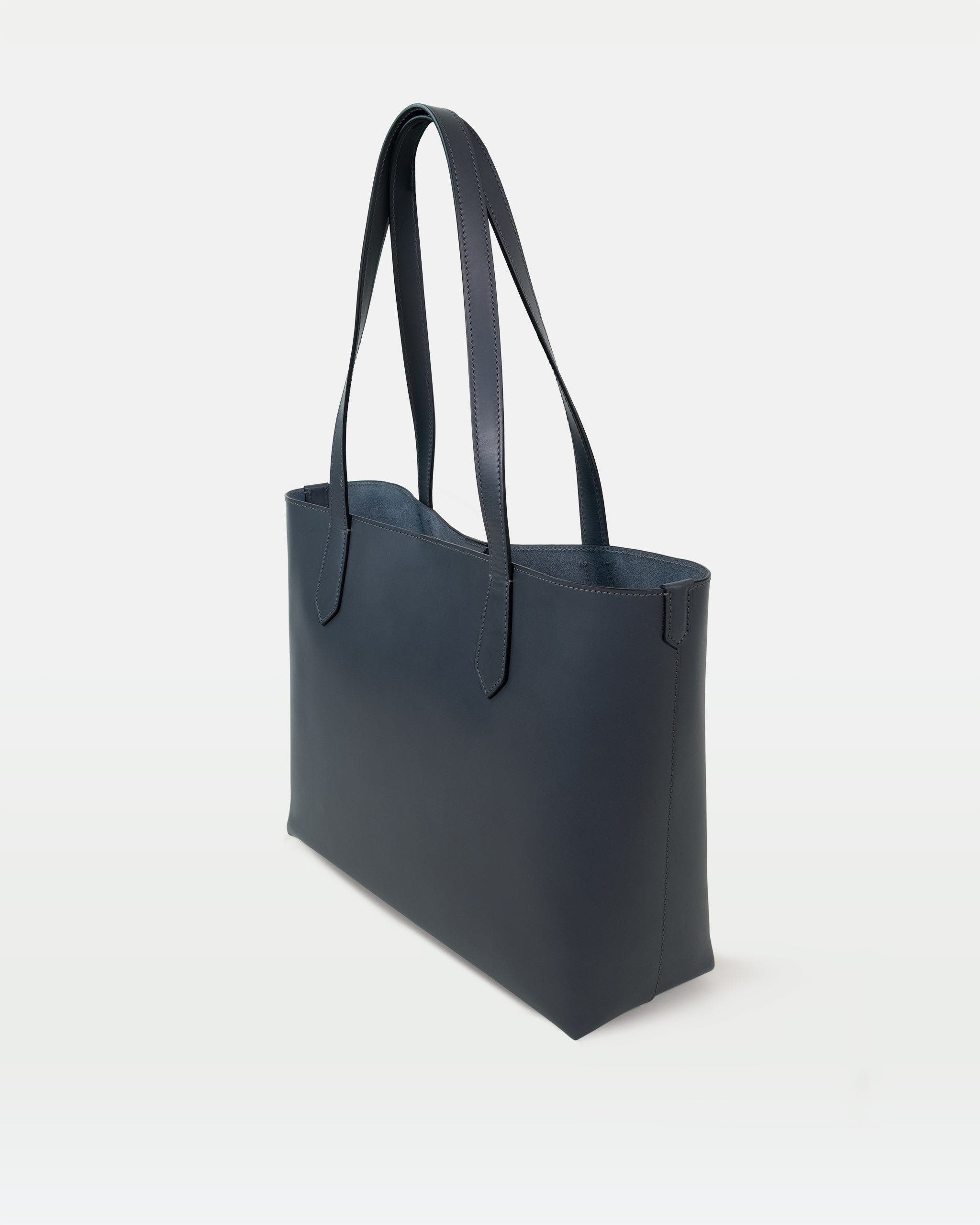 Elba Structured Tote In Vegetable-Tanned Leather, Alternate, color, Charcoal