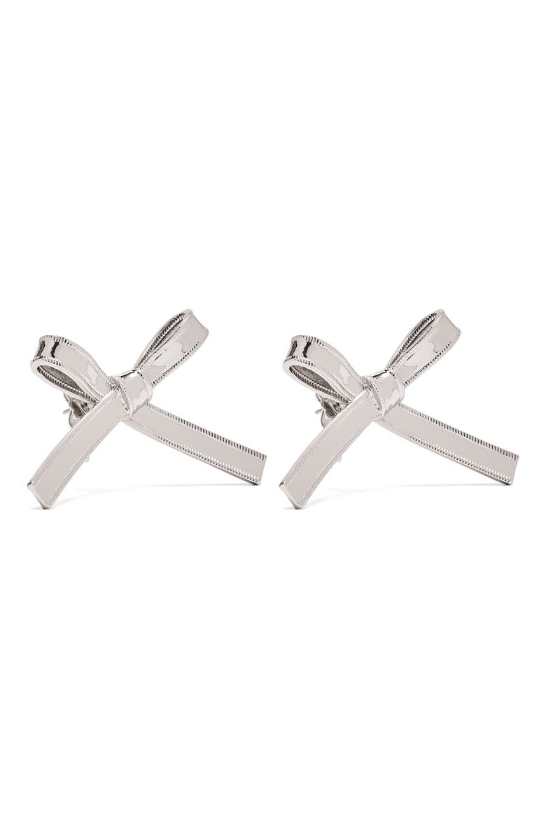 The Lingerie Bow Earrings, Alternate, color, SILVER