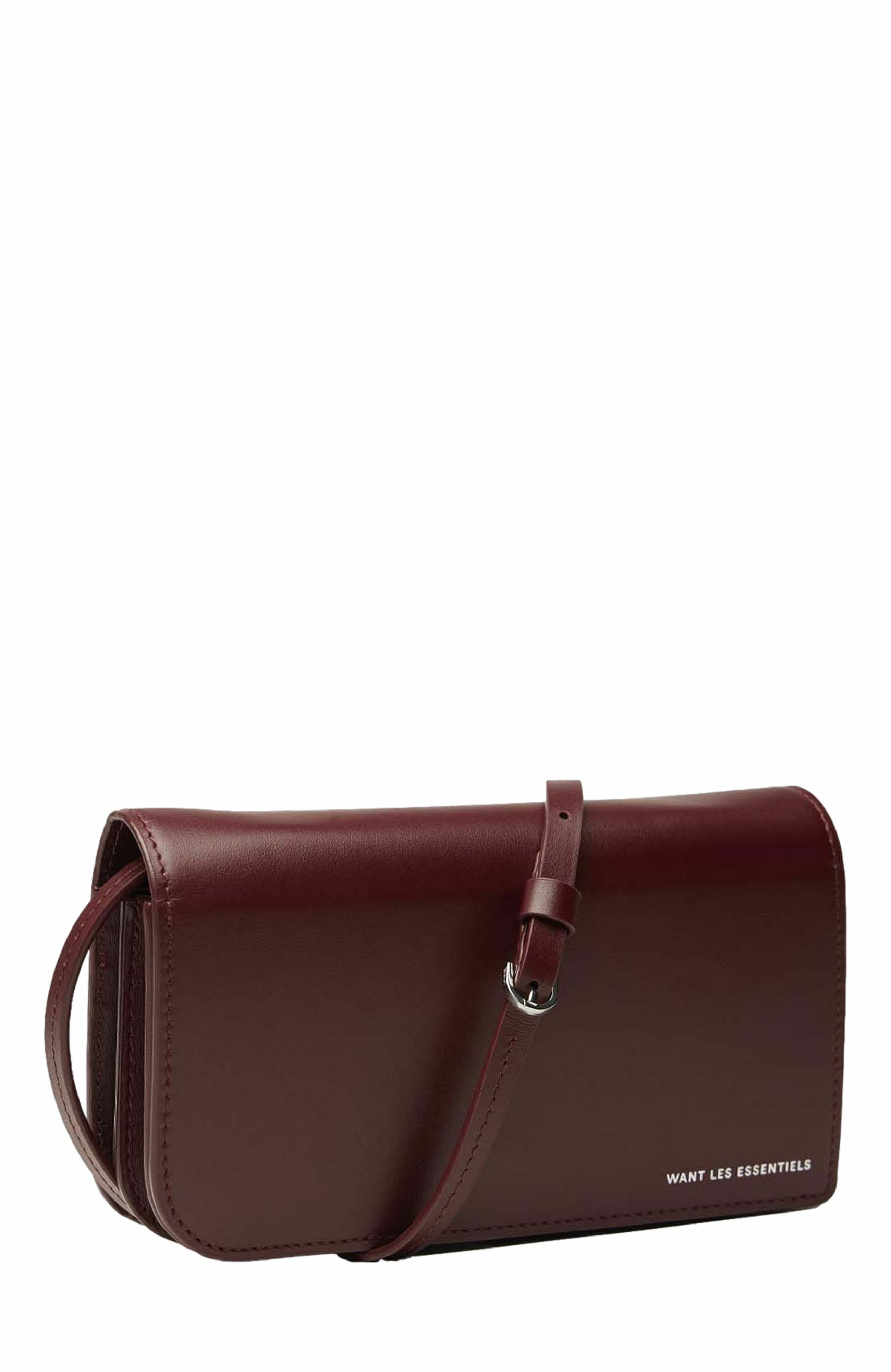 Arch Smooth Leather Wallet On Strap, Alternate, color, Dark Cherry