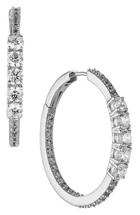 Love All Cubic Zirconia Medium Hoop Inside Out Earrings