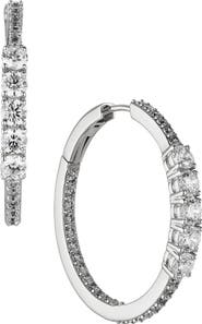 Nadri Love All Cubic Zirconia Medium Hoop Inside Out Earrings