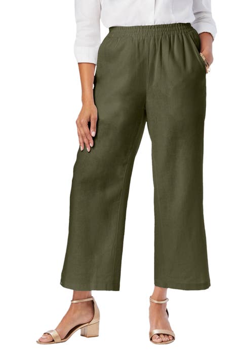 Wide Leg Linen Crop Pant (Plus)