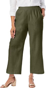 Jessica London Wide Leg Linen Crop Pant