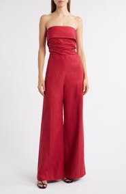 MANGO Foldover Strapless Jumpsuit